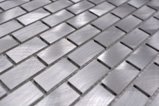 Campione a mano di mosaico alluminio argento Brick alluminio alu Piastrella backsplash cucina MOS48-0204_m