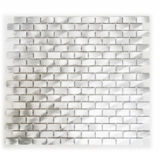 Campione a mano di mosaico alluminio argento Brick alluminio alu Piastrella backsplash cucina MOS48-0204_m