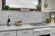 Campione a mano di mosaico alluminio argento Brick alluminio alu Piastrella backsplash cucina MOS48-0204_m