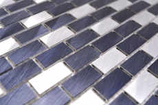 Campione a mano di mosaico alluminio mattone alluminio alu nero piastrelle backsplash cucina MOS48-0208_m