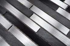 Campione a mano di mosaico alluminio composito alluminio alu grigio nero piastrelle backsplash cucina MOS49-0308_m