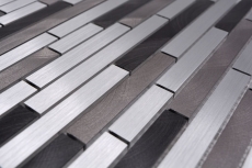 Campione a mano di mosaico alluminio composito alluminio alu grigio nero piastrelle backsplash cucina MOS49-0308_m