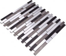 Campione a mano di mosaico alluminio composito alluminio alu grigio nero piastrelle backsplash cucina MOS49-0308_m