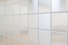 Modello a mano mosaico piastrelle in acciaio inox argento acciaio spazzolato backsplash cucinaMOS129-48E_m