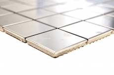 Modello a mano mosaico piastrelle in acciaio inox argento acciaio spazzolato backsplash cucinaMOS129-48E_m