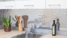 Piastrella a mosaico decorata a mano acciaio inox argento acciaio lucido MOS129-23G_m