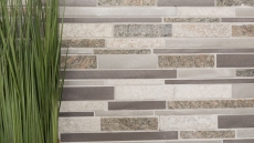 Piastrella di mosaico dipinta a mano quarzite pietra naturale alluminio grigio argento beige chiaro composito MOS49-XSA535_m