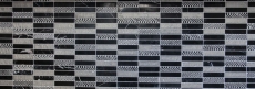 Piastrella di mosaico decorata a mano in marmo pietra naturale rettangolo in pietra argento nero MOS40-STN89_m
