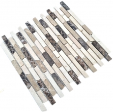 Piastrella di mosaico dipinta a mano Marmo pietra naturale beige marrone Mattone Castanao Biancone MOS40-0195_m