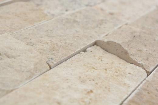 Piastrella di mosaico dipinta a mano Travertino pietra naturale beige Brick Splitface Chiaro Travertino 3D MOS43-1206_m