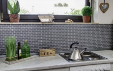 Mosaico dipinto a mano backsplash quarzo pietra artificiale composita Brick Artifical grey MOS46-0204_m