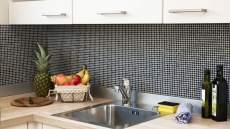 Mosaico dipinto a mano ECO Recycling GLAS Smalto nero opaco MOS140-01B_m