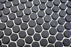Mosaico dipinto a mano ECO Recycling GLAS Esagono Smalto nero opaco MOS140-HX11B_m