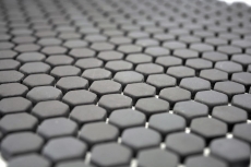 Mosaico dipinto a mano ECO Recycling GLAS Smalto esagonale grigio-marrone opaco MOS140-HX15G_m