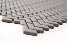 Piastrella di mosaico dipinta a mano ECO Recycling GLASS A spina di pesce Smalto crema opaco MOS140-HB33C_m