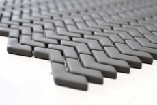 Mosaico dipinto a mano ECO Recycling GLASS smalto a spina di pesce grigio-marrone opaco MOS140-HB35G_m
