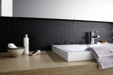 Campione a mano mosaico piastrelle vetro nero parete piastrelle bagno MOS50-0302_m