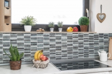 Piastrella di mosaico dipinta a mano Aste traslucide Mosaico di vetro Crystal Day argento MOS87-STDS_m