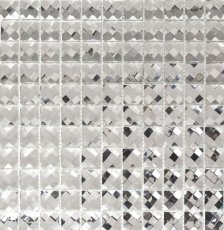 Piastrella di mosaico dipinta a mano Cristallo traslucido Mosaico di vetro Cristallo Glitter argento MOS130-0208_m
