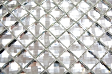 Piastrella di mosaico dipinta a mano Cristallo traslucido Mosaico di vetro Cristallo Glitter argento MOS130-0208_m