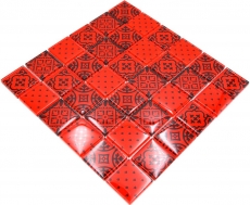 Piastrella di mosaico vintage retrò dipinta a mano Rosso traslucido Mosaico di vetro Cristallo ottico rosso MOS78B-0902_m