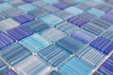 Piastrella di mosaico dipinta a mano Mosaico di vetro blu traslucido Blu cristallo MOS64-0409_m