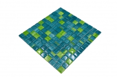 Piastrella di mosaico dipinta a mano Mosaico di vetro verde traslucido Verde cristallo MOS74-0509_m