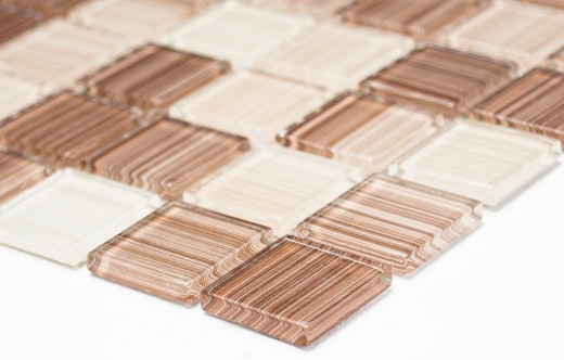 Piastrella di mosaico dipinta a mano Mosaico di vetro traslucido beige striato Cristallo beige striato MOS64-1209_m