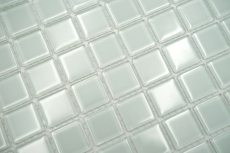 Piastrella di mosaico dipinta a mano Bianco traslucido con sfumature verdi Mosaico di vetro Cristallo BAD WC MOS60-0102_m