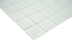 Piastrella di mosaico dipinta a mano Bianco traslucido con sfumature verdi Mosaico di vetro Cristallo BAD WC MOS60-0102_m