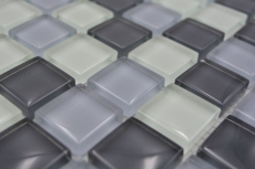 Piastrella di mosaico dipinta a mano Grigio traslucido Mosaico di vetro Grigio cristallo BAGNO WC Cucina PARETE MOS72-0204_m
