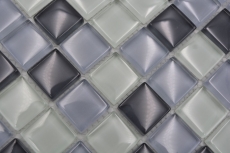 Piastrella di mosaico dipinta a mano Grigio traslucido Mosaico di vetro Grigio cristallo BAGNO WC Cucina PARETE MOS72-0204_m
