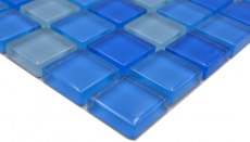 Piastrella di mosaico dipinta a mano Azzurro traslucido Mosaico di vetro Azzurro cristallo BAGNO WC Cucina MURO MOS72-0406_m