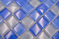 Piastrella di mosaico dipinta a mano Azzurro traslucido Mosaico di vetro Azzurro cristallo BAGNO WC Cucina MURO MOS72-0406_m