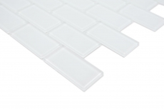 Mosaico dipinto a mano Mattone bianco traslucido Mosaico di vetro Cristallo bianco BAGNO WC Cucina Muro MOS66-0102_m