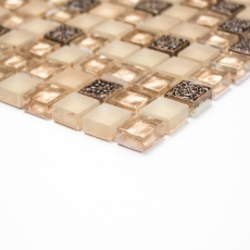 Piastrella di mosaico dipinta a mano Beige traslucido Mosaico di vetro Cristallo Resina beige beige opaco MOS92-1207_m