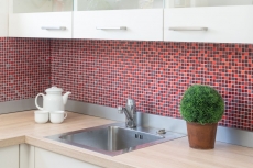 Piastrella di mosaico dipinta a mano Rosso traslucido Mosaico di vetro Cristallo Resina rosso BAGNO WC Cucina PARETE MOS92-0904_m