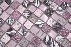 Piastrella di mosaico dipinta a mano Backsplash di piastrelle Rosa traslucido Mosaico di vetro Cristallo di resina rosa BAGNO WC Cucina PARETE MOS82-1104_m