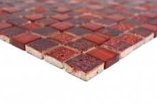 Piastrella di mosaico dipinta a mano Backsplash di piastrelle Rosso traslucido Mosaico di vetro Cristallo di resina rosso BAGNO WC Cucina MURO MOS82-0906_m