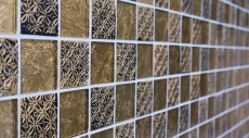 Piastrella di mosaico dipinta a mano Backsplash di piastrelle Oro traslucido Mosaico di vetro Cristallo di resina oro ottico MOS88-8OP7_m