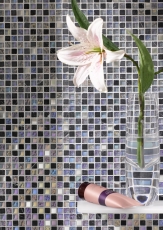 Piastrella di mosaico dipinta a mano Backsplash di piastrelle Acciaio inox traslucido grigio Mosaico di vetro Pietra di cristallo Acciaio grigio MOS92-0206_m