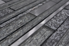Piastrella di mosaico campione a mano Piastrella specchio alluminio traslucido nero mosaico di vetro composito Pietra di cristallo alluminio nero MOS49-GV84_m