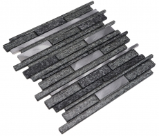Piastrella di mosaico campione a mano Piastrella specchio alluminio traslucido nero mosaico di vetro composito Pietra di cristallo alluminio nero MOS49-GV84_m