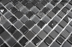Piastrella di mosaico dipinta a mano Backsplash di piastrelle Traslucido grigio scuro nero Mosaico di vetro Pietra di cristallo Rilievo grigio scuro nero MOS83-HQ19_m
