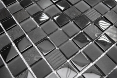 Piastrella di mosaico dipinta a mano Backsplash di piastrelle Traslucido grigio scuro nero Mosaico di vetro Pietra di cristallo Rilievo grigio scuro nero MOS83-HQ29_m