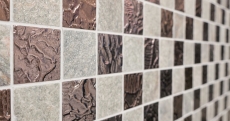 Piastrella di mosaico dipinta a mano Backsplash di piastrelle Grigio traslucido Mosaico di vetro Design in pietra di cristallo Grigio quarzite MOS88-CR73_m
