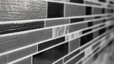 Piastrella di mosaico dipinta a mano Backsplash di piastrelle Grigio traslucido nero Mosaico di vetro composito Pietra di cristallo grigio nero MOS67-GV44_m