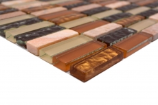 Piastrella di mosaico dipinta a mano Tondini traslucide beige marrone Mosaico di vetro Pietra di cristallo beige marrone MOS87-1206_m