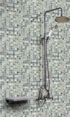 Piastrella di mosaico dipinta a mano Backsplash di piastrelle Grigio chiaro traslucido Mosaico di vetro Pietra di cristallo Crema grigio chiaro MOS94-2505_m