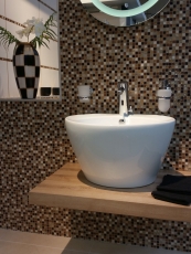 Piastrella di mosaico dipinta a mano Rivestimento traslucido beige marrone Mosaico di vetro Pietra di cristallo beige marrone MOS92-1206_m